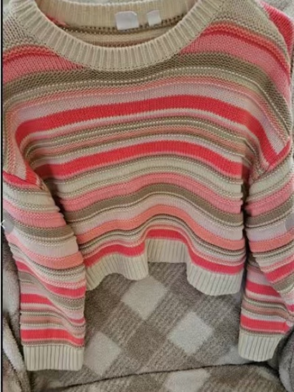 Kids Striped Knit Sweater in Pink, Coral & Cream
